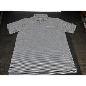 Peter Millar Polo Shirt Mens XL Black‎ Golf Driving Range Commute Office Stripe